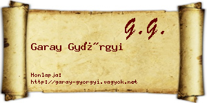 Garay Györgyi névjegykártya